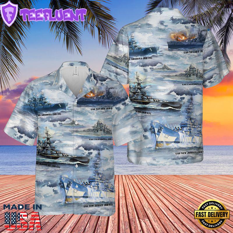 The Naval Battleships Of World War II US Navy Hawaiian Shirt