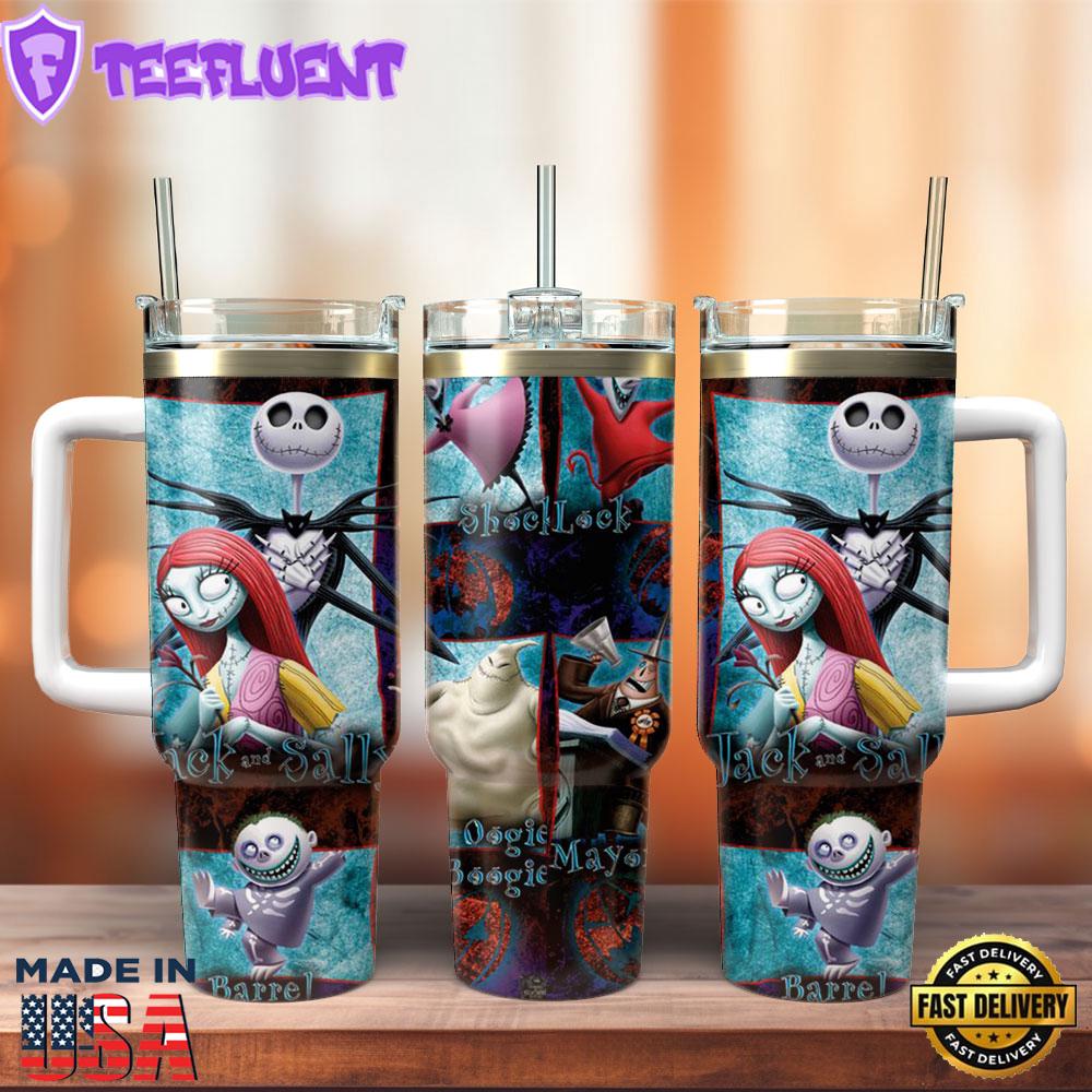 The Nightmare Before Christmas Movie Cartoon Custom Stanley Quencher 40oz Stainless Steel Tumbler With Handle