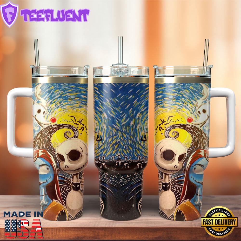The Nightmare Before Christmas Movie Custom Stanley Quencher 40oz Stainless Steel Tumbler With Handle 3