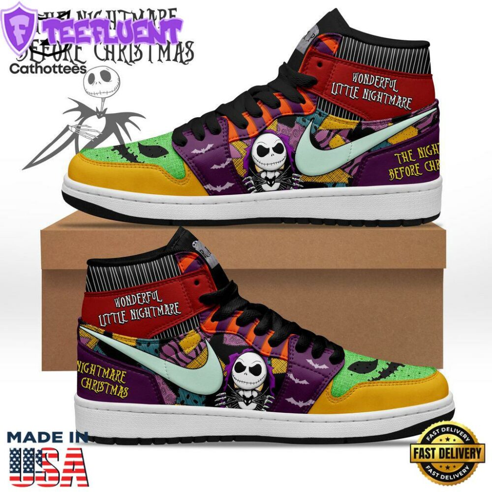 The Nightmare Before Christmas Skull Nike Logo Design Air Jordan 1 High Top