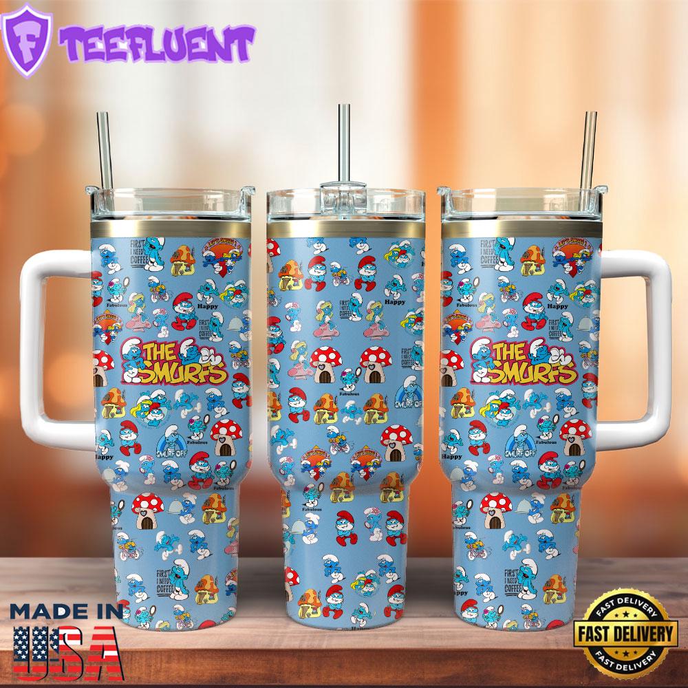 The Smurfs Movie Custom Stanley Quencher 40oz Stainless Steel Tumbler