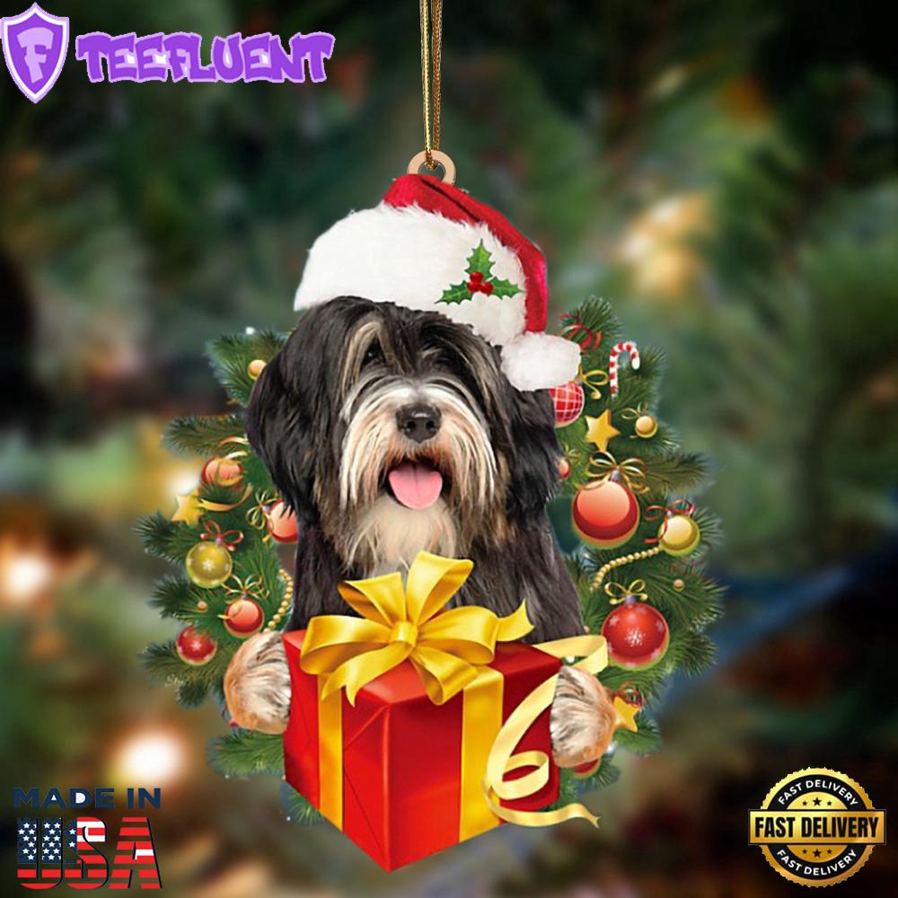 Tibetan Terrier-Dogs Give Gifts Hanging Ornament, Gift For Christmas