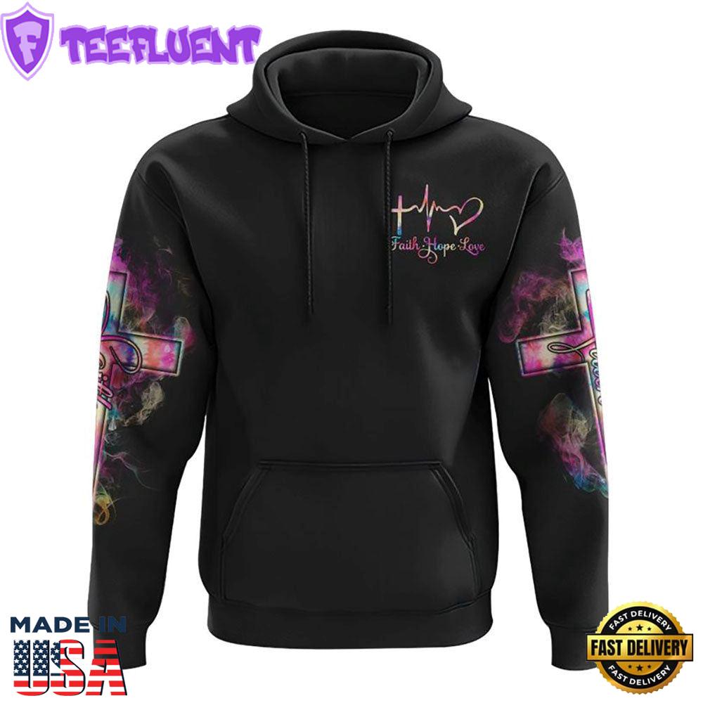 Tie Dye Butterfly Cross Faith With Rose 3D Hoodie