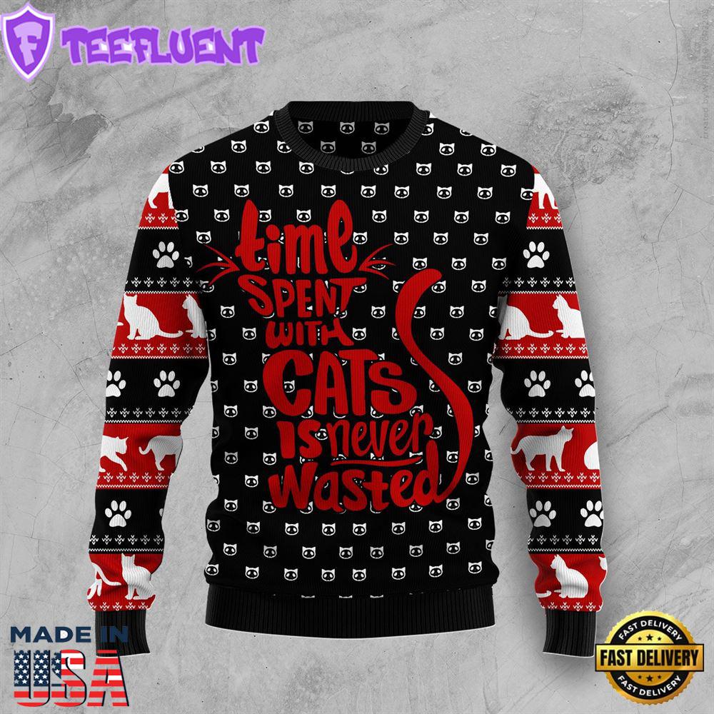 Time With Cat Christmas Ugly Christmas Sweater