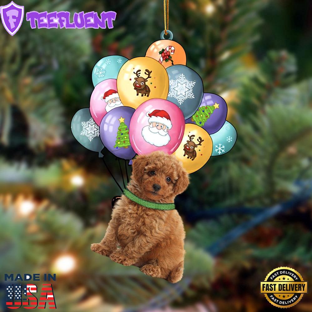 Toy Poodle With Balloons Christmas Ornament, Gift For Christmas