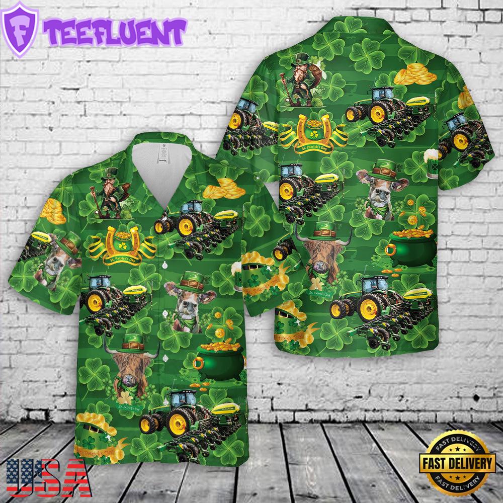 Tractor Planter, St Patrick's Day Hawaiian Shirt