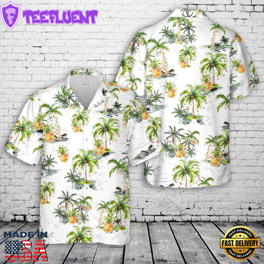 Tropical Palm Christmas Tree Hawaiian Shirt