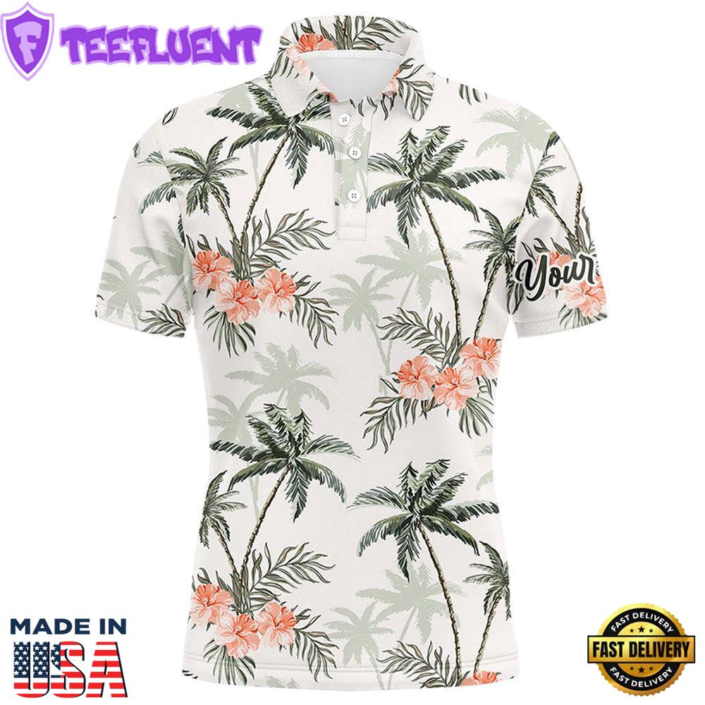 Tropical Palm Trees Pattern Mens Golf Polo Shirts Custom Team