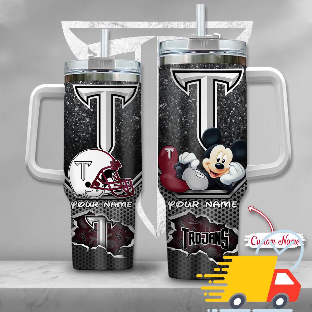 Troy Trojans NCAA Mickey Mouse Custom Stanley Quencher 40oz Stainless Steel Tumbler With Handle