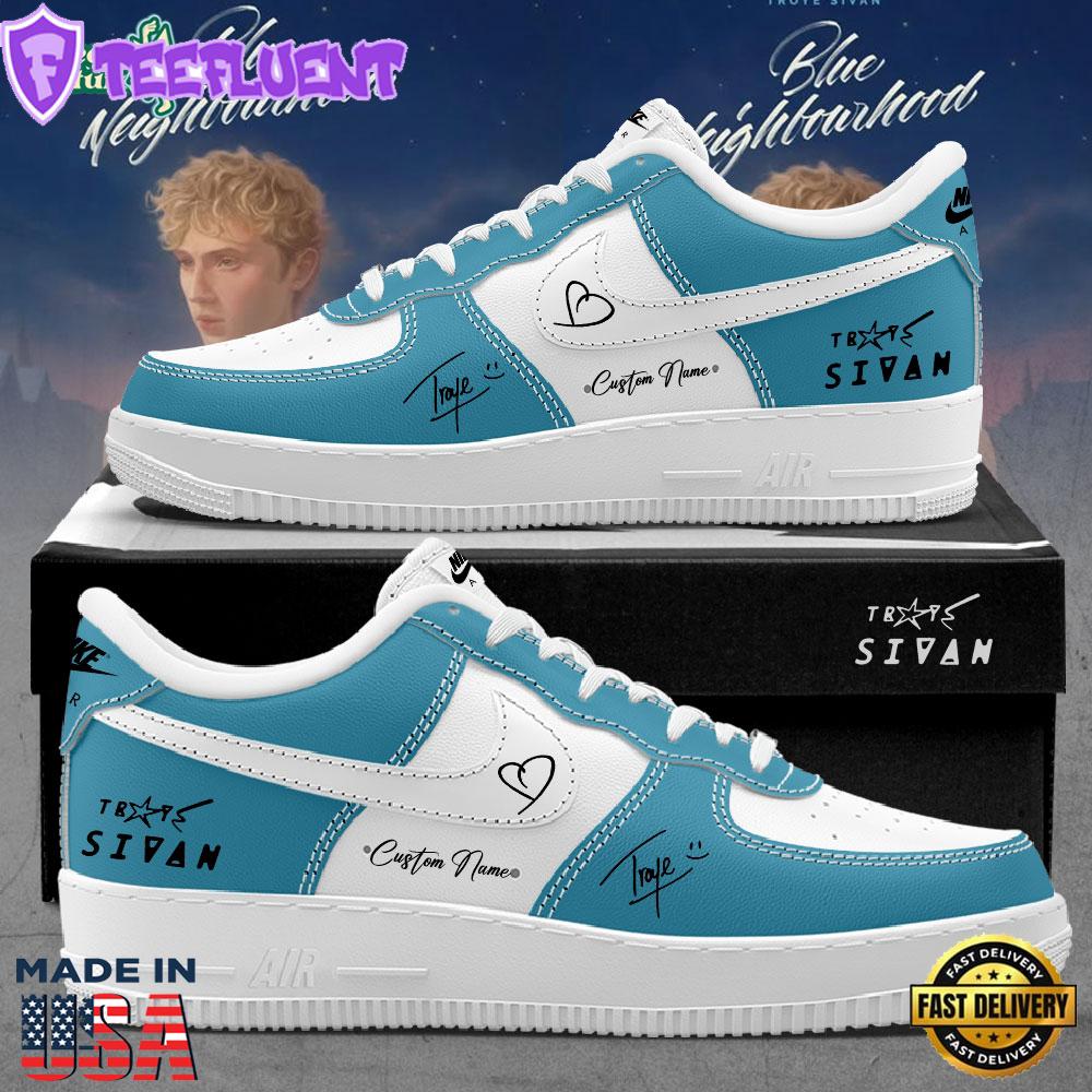 Troye Sivan Blue Neighbourhood Ten Years On 2026 Signature Custom Name Blue Shoes AF1