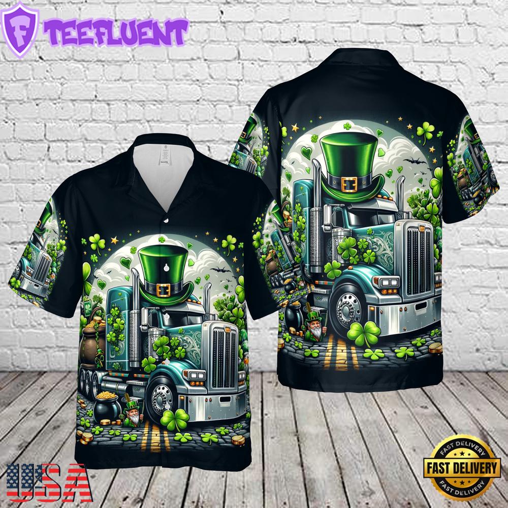 Trucker Happy St Patrick's Day Hawaiian Shirt