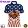 Turkey Bird Thanksgiving American Flag Men Golf Polo Shirt Mens Patriotic Golf Tops Golf Gifts