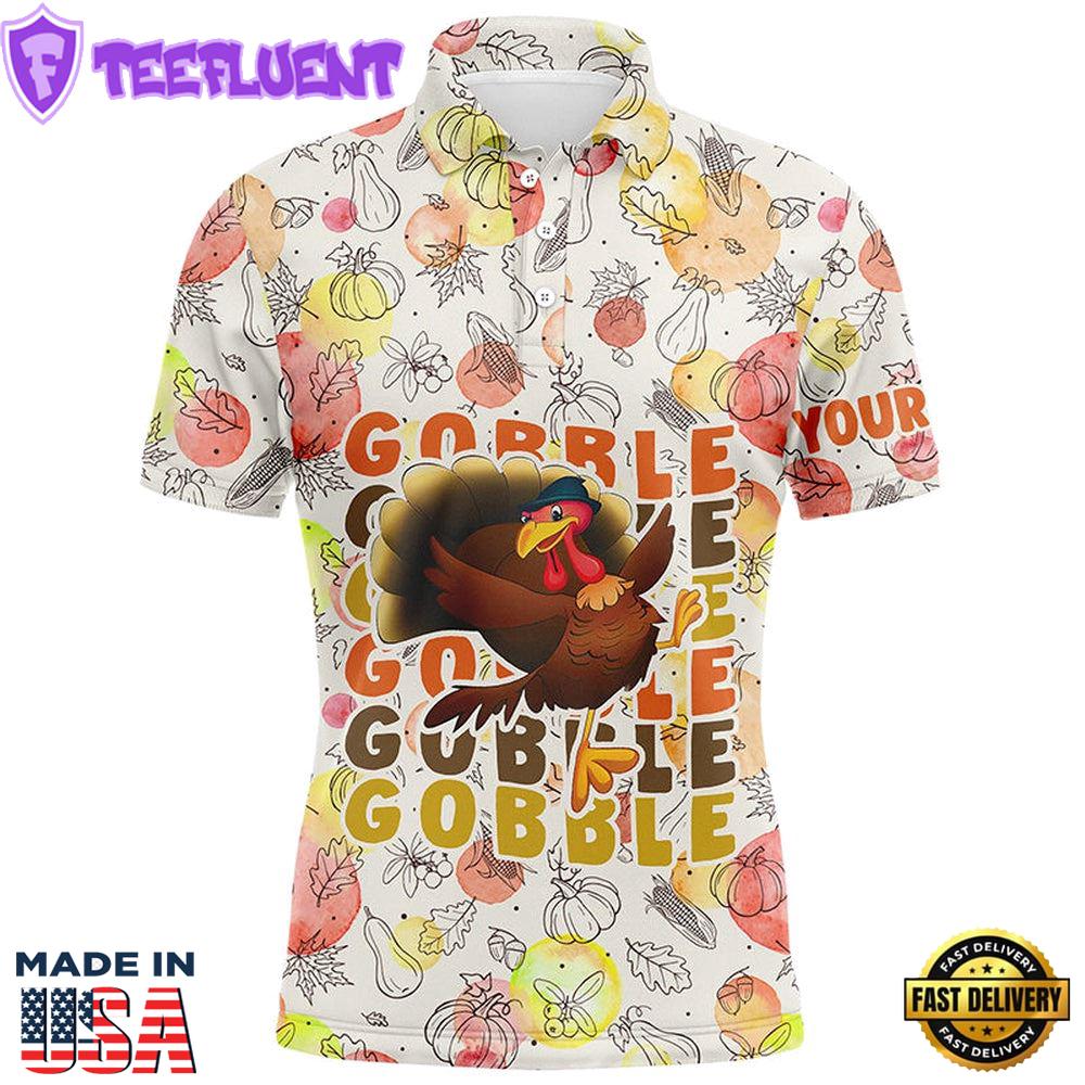 Turkey Bird Thanksgiving Golf Mens Polo Shirt Fall Pattern Custom For Men Golf Gifts 2