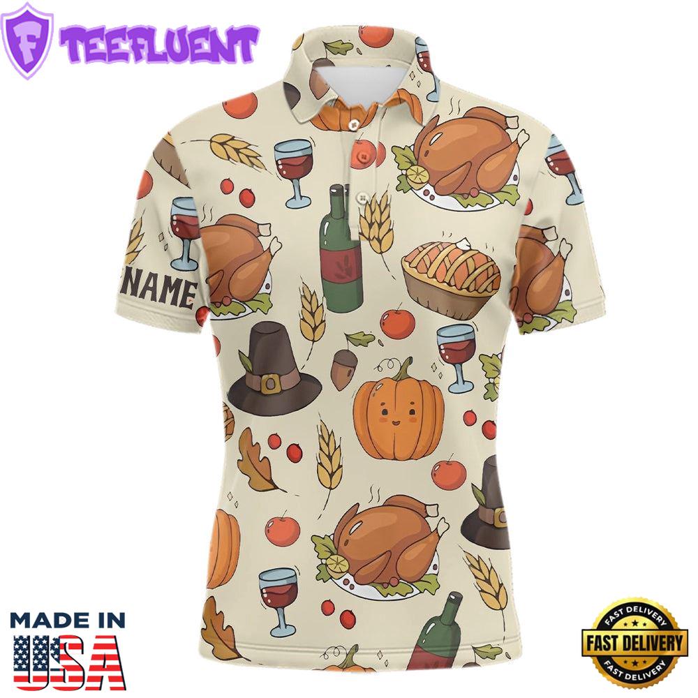 Turkey Thanksgiving Golf Men Polo Shirt Autumn Seamless Custom