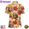 Turkey Thanksgiving Mens Golf Polo Shirt Fall Maple Leaves Custom