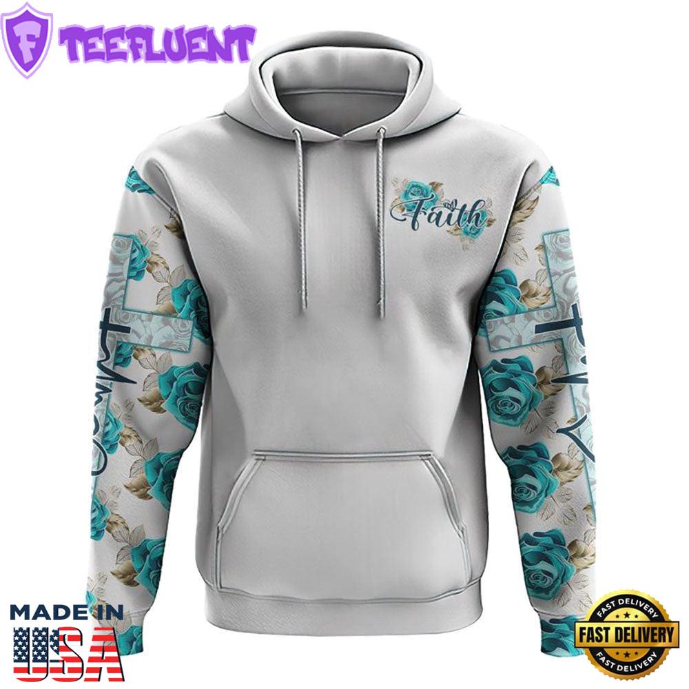 Turquoise Rose Faith 3D Hoodie