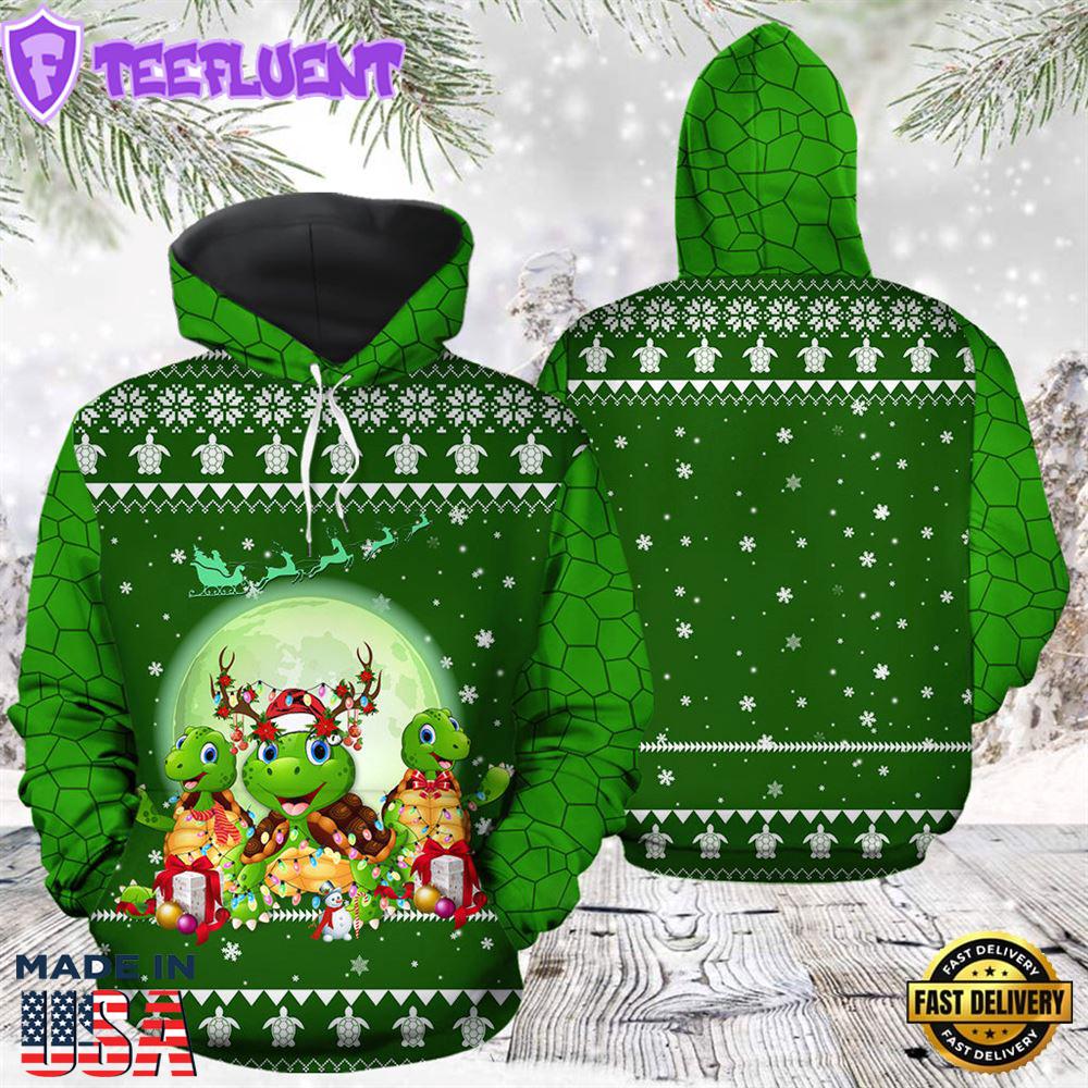 Turtle Christmas Hoodie All Over Print