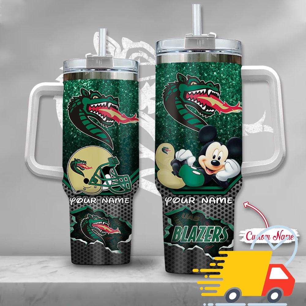 UAB Blazers NCAA Mickey Mouse Custom Stanley Quencher 40oz Stainless Steel Tumbler With Handle