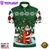 Ugly Christmas Green Argyle Pattern Custom Mens Golf Polo Shirt Santa Golfer Christmas Gift