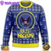 Unifinz Veteran Sweater Us Navy Anchor Pattern Blue Yellow Veteran Christmas Ugly Sweater