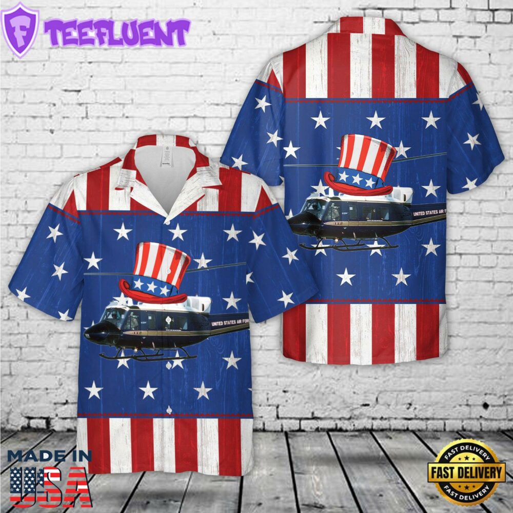 US Air Force Bell UH-1N Twin Huey 1st Helicopter Squadron, 4th Of July Hawaiian Shirt
