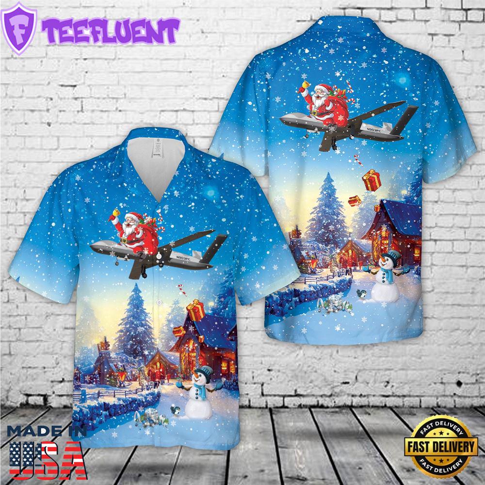US Air Force General Atomics MQ-20 Avenger Skyborg Christmas Hawaiian Shirt