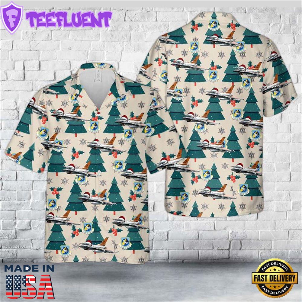 US Air Force Indiana Air National Guard 122nd Fighter Wing F-16C block 25 Christmas Hawaiian Shirt