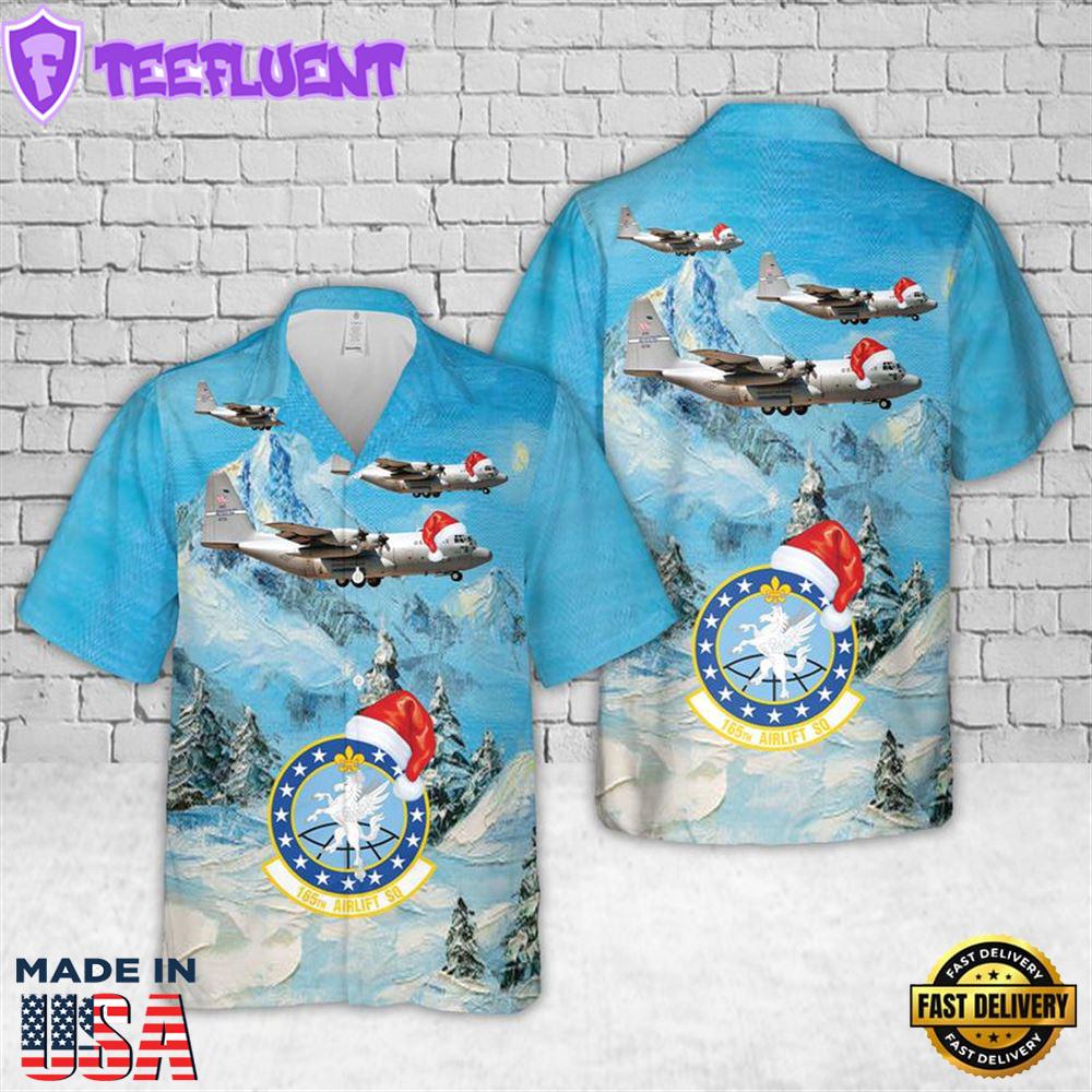 US Air Force Kentucky Air National Guard 165th Airlift Squadron Lockheed C-130H Hercules Christmas Hawaiian Shirt