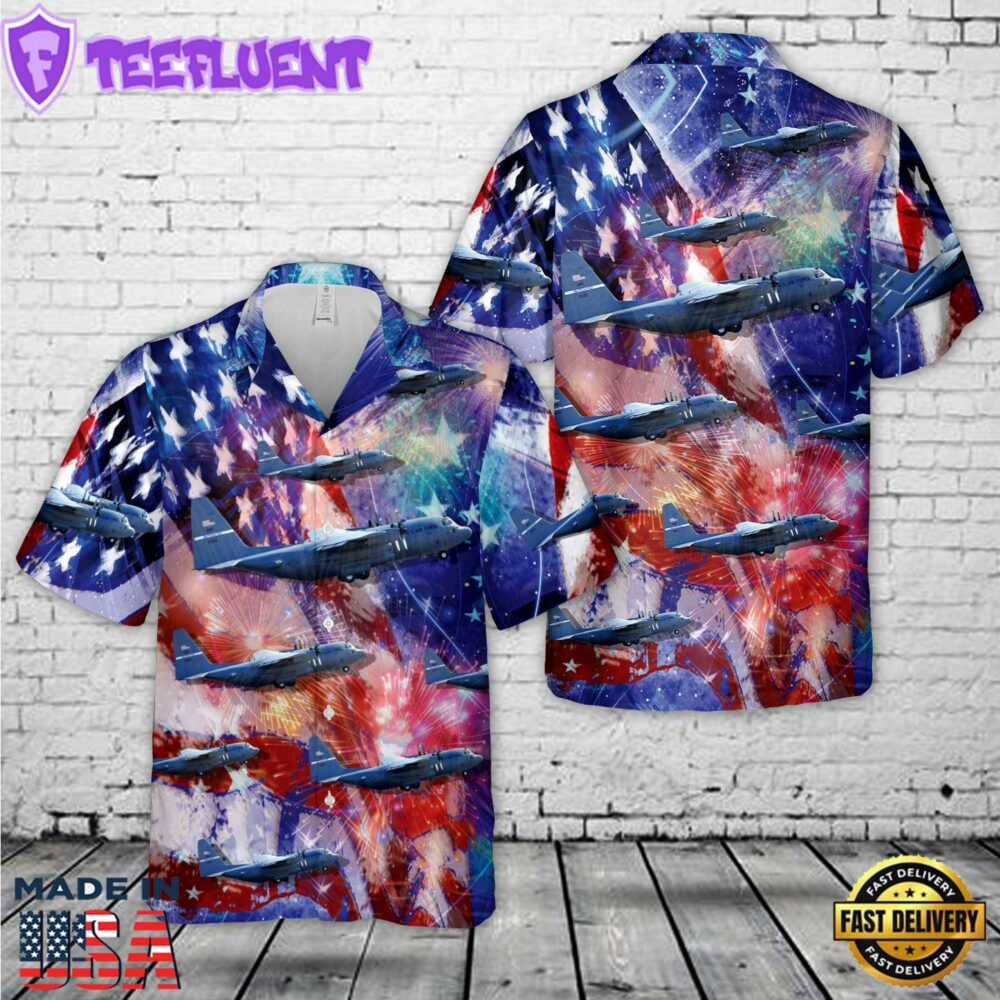 US Air Force Kentucky Air National Guard C-130H Hercules, 4th Of July Hawaiian Shirt