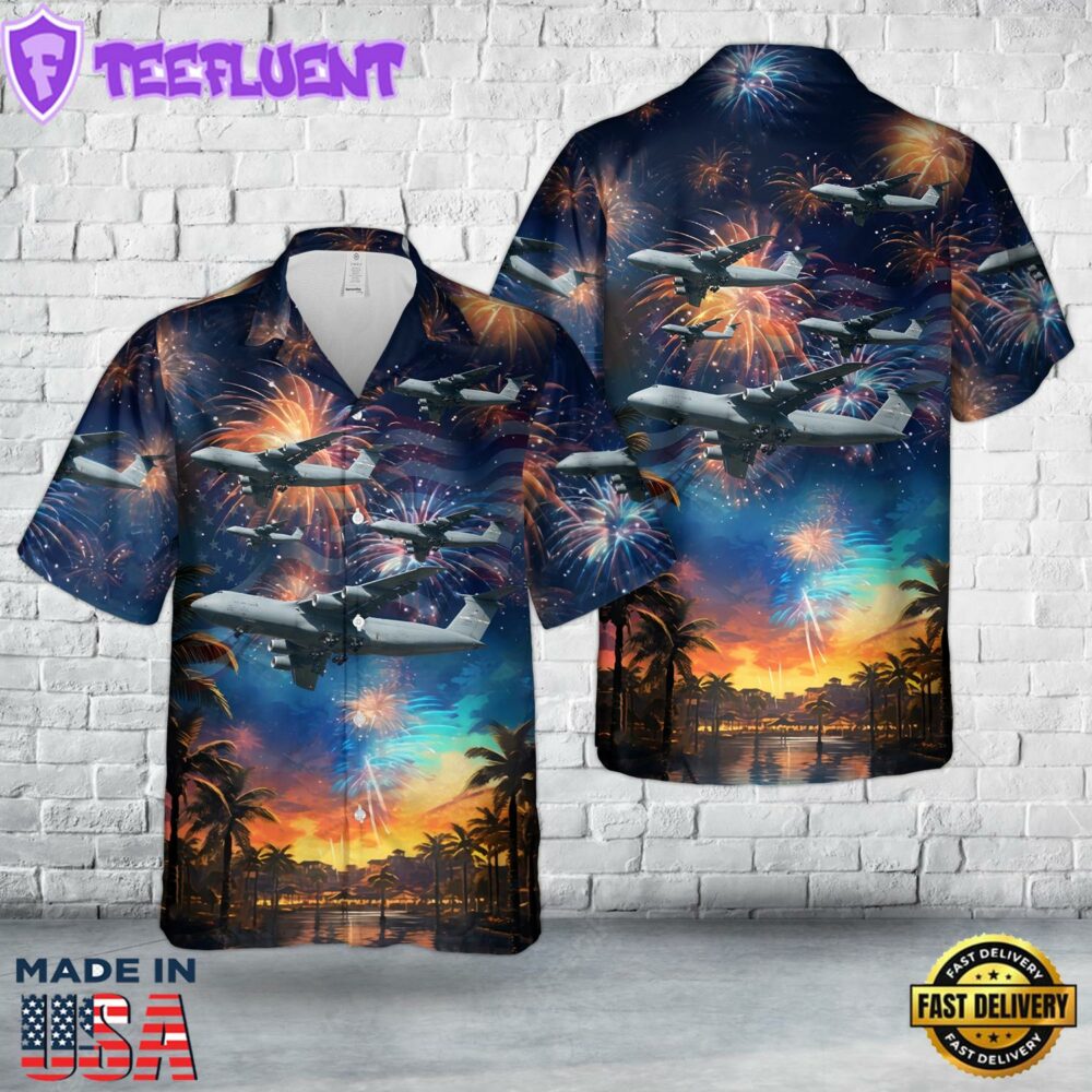 US Air Force Lockheed C-5M Super Galaxy, 4th Of July Hawaiian Shirt