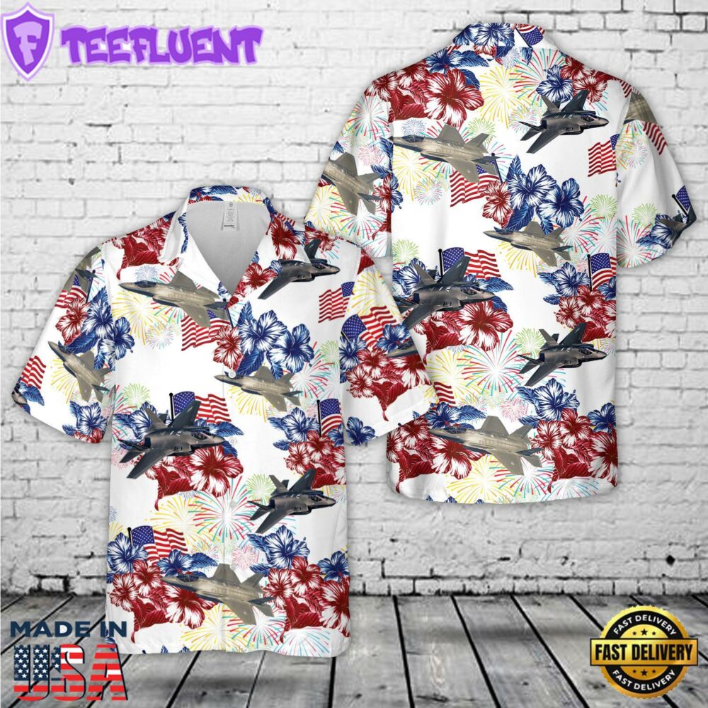 US Air Force Lockheed Martin F-35 Lightning II, 4th Of July Hawaiian Shirt