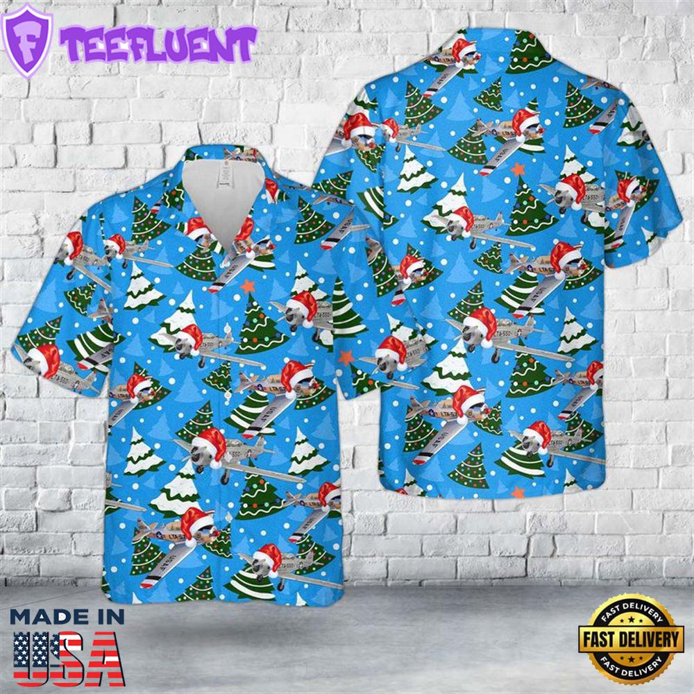 US Air Force North American T-6 Texan Christmas Hawaiian Shirt