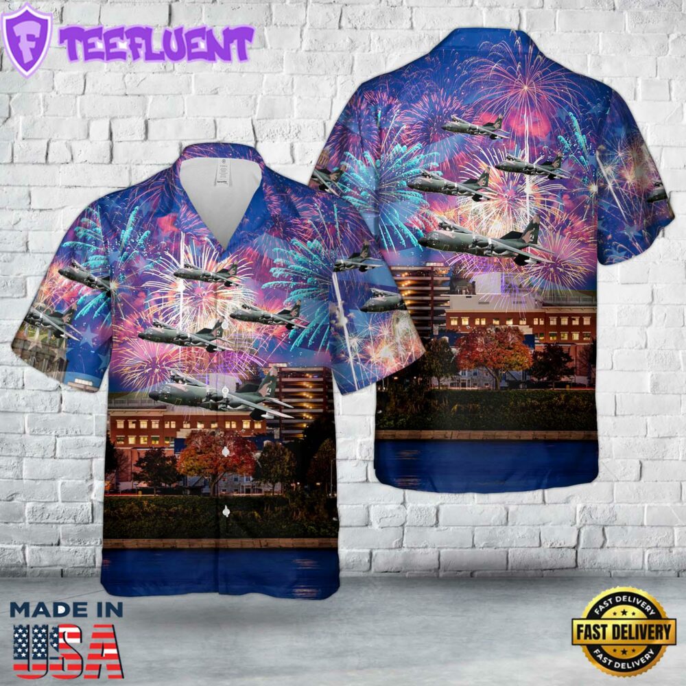 US Air Force Pennsylvania Air National Guard 193rd Special Operations Squadron Lockheed EC-130E Hercules (sn 63-7869), 4th Of July Hawaiian Shirt