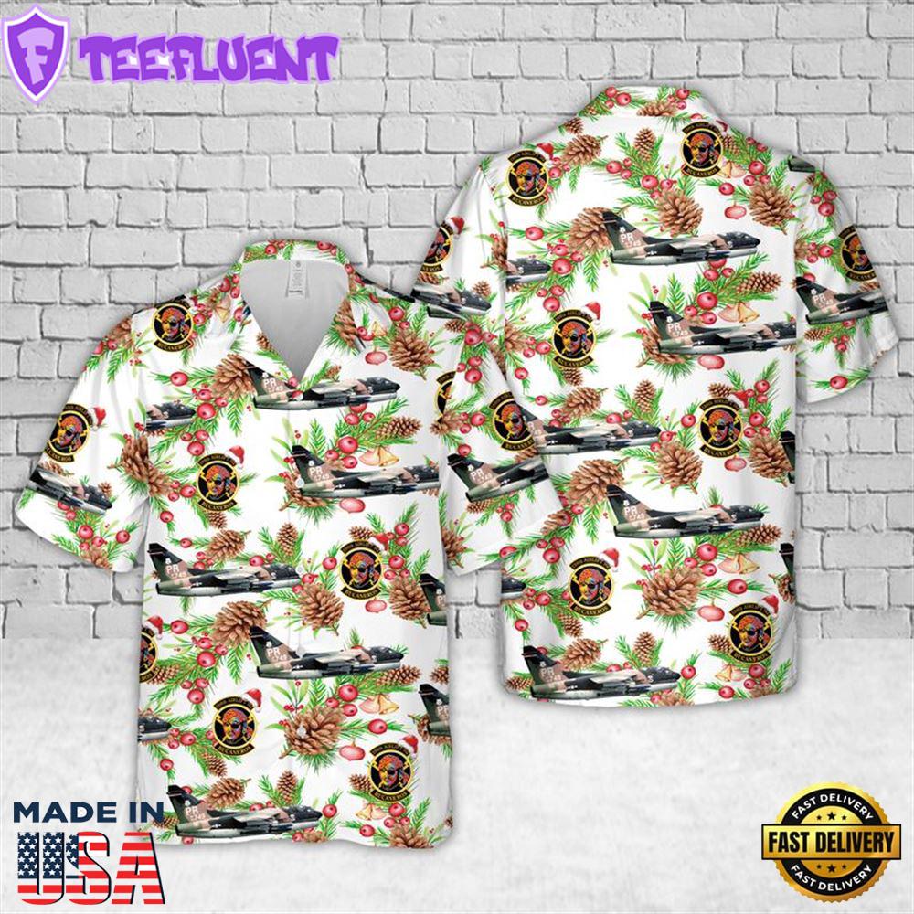 US Air Force Puerto Rico Air National Guard 198th Airlift Squadron LTV A-7D Corsair II Christmas Hawaiian Shirt