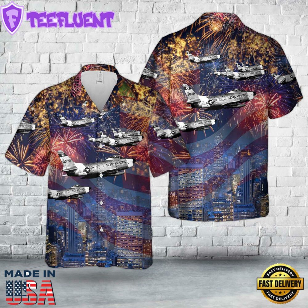 US Air Force Texas Air National Guard 182d Fighter-Interceptor Squadron - F-86L Interceptors, 4th Of July Hawaiian Shirt