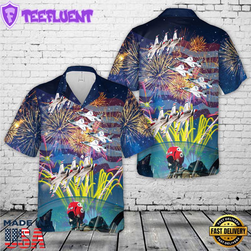 US Air Force Thunderbirds, 4th Of July Hawaiian Shirt 3
