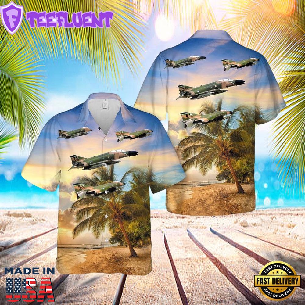 Us Air Force (Usaf) Mcdonnell Douglas F-4c Phantom Ii Hawaiian Shirt - Beachwear For Men - Best Hawaiian Shirts - Excoolent, Gift For Christmas
