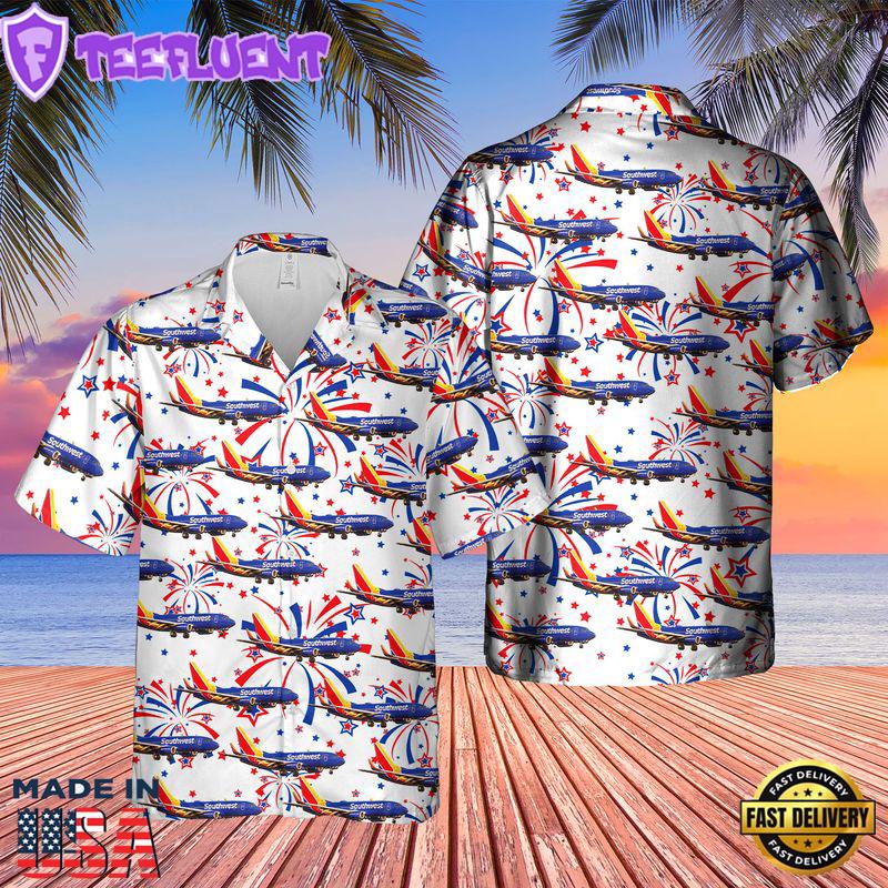 US Airlines 3 Boeing 737-7H4 4th of July Hawaiian Shirt
