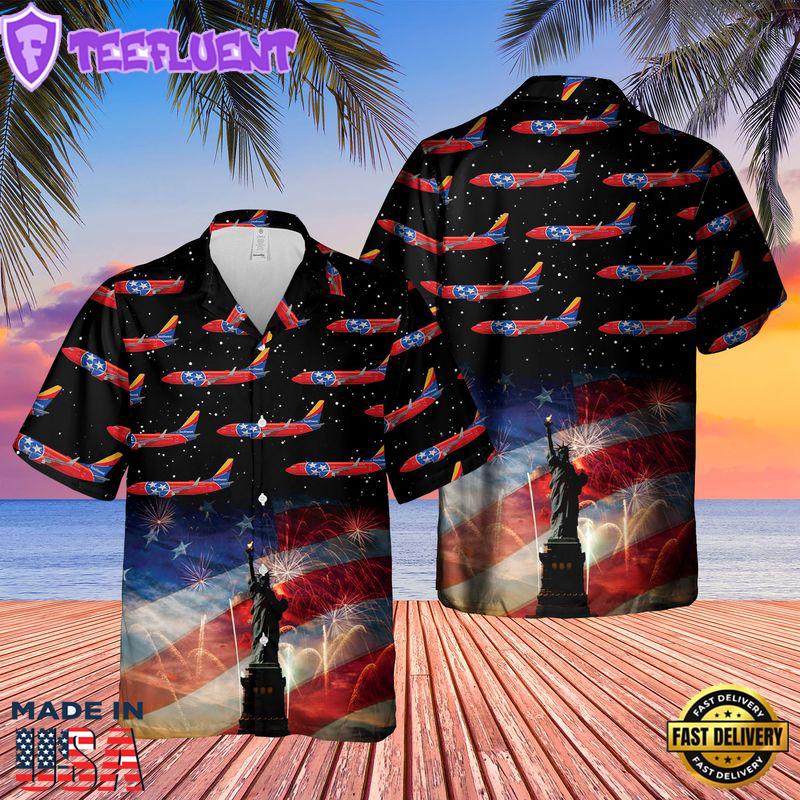 US Airlines 3 Tennessee Boeing 737-7H4 4th of July Hawaiian Shirt