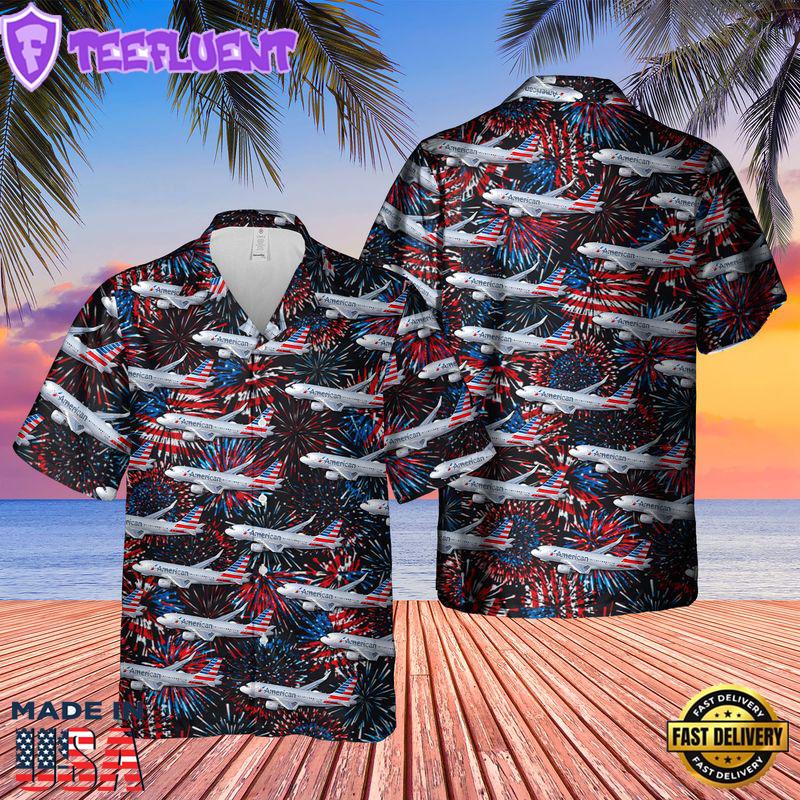 US Airlines Airbus A319-115 4th of July Hawaiian Shirt