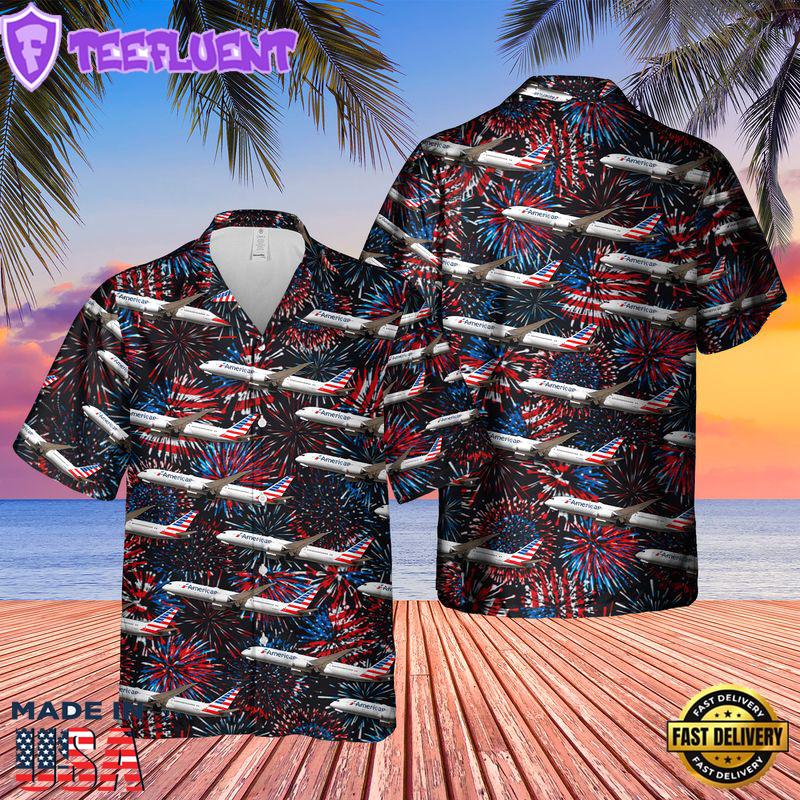 US Airlines Boeing 787-9 Dreamliner 4th of July Hawaiian Shirt