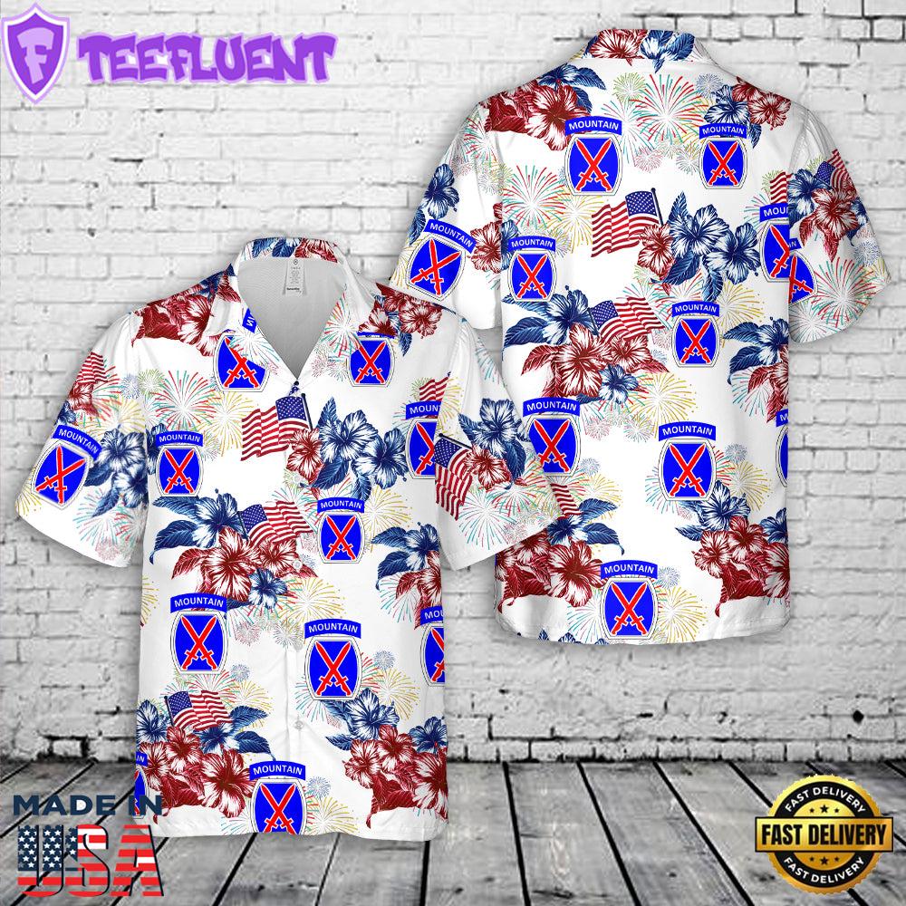 US Army 10th Mountain Division, 4th Of July Hawaiian Shirt
