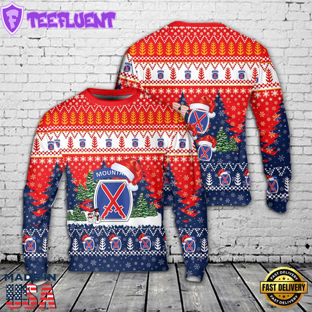 US Army 10th Mountain Division Christmas Sweater