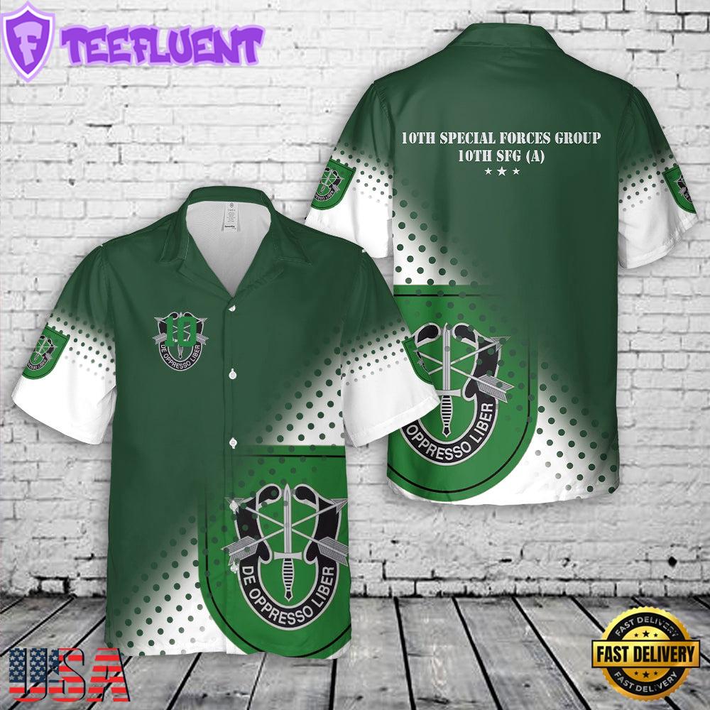 US Army 10th Special Forces Group St Patrick's Day Hawaiian Shirt