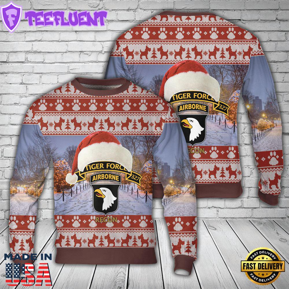 US Army 1-327 Airborne Infantry 'Tiger Force' LRRP - Vietnam War Christmas Sweater