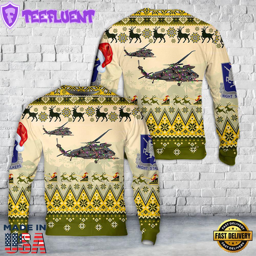 US Army 160th SOAR MH-60K Black Hawk Christmas AOP Sweater