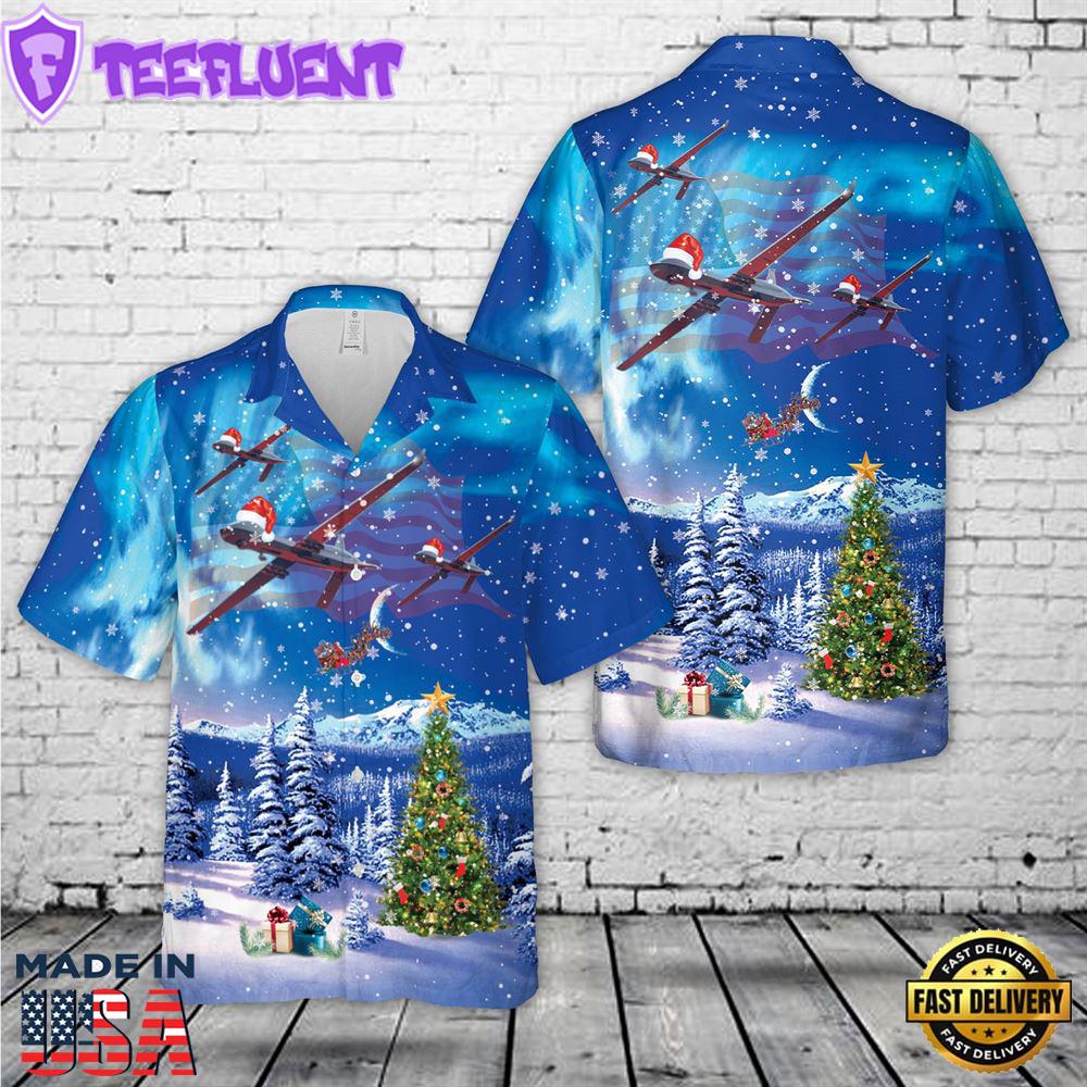 US Army 160th Special Operations Aviation Regiment (Airborne) MQ-1C Gray Eagle Christmas Hawaiian Shirt