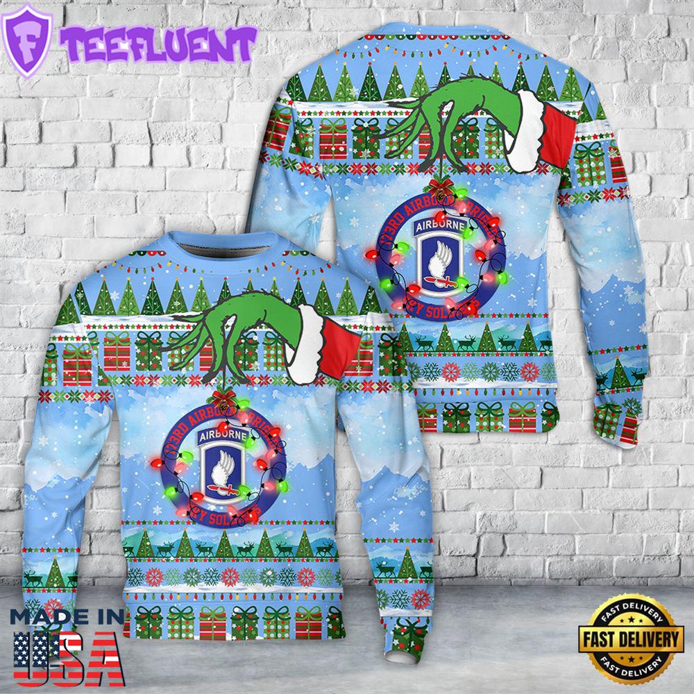 US Army 173rd Airborne Brigade Sky Soldiers Christmas AOP Sweater
