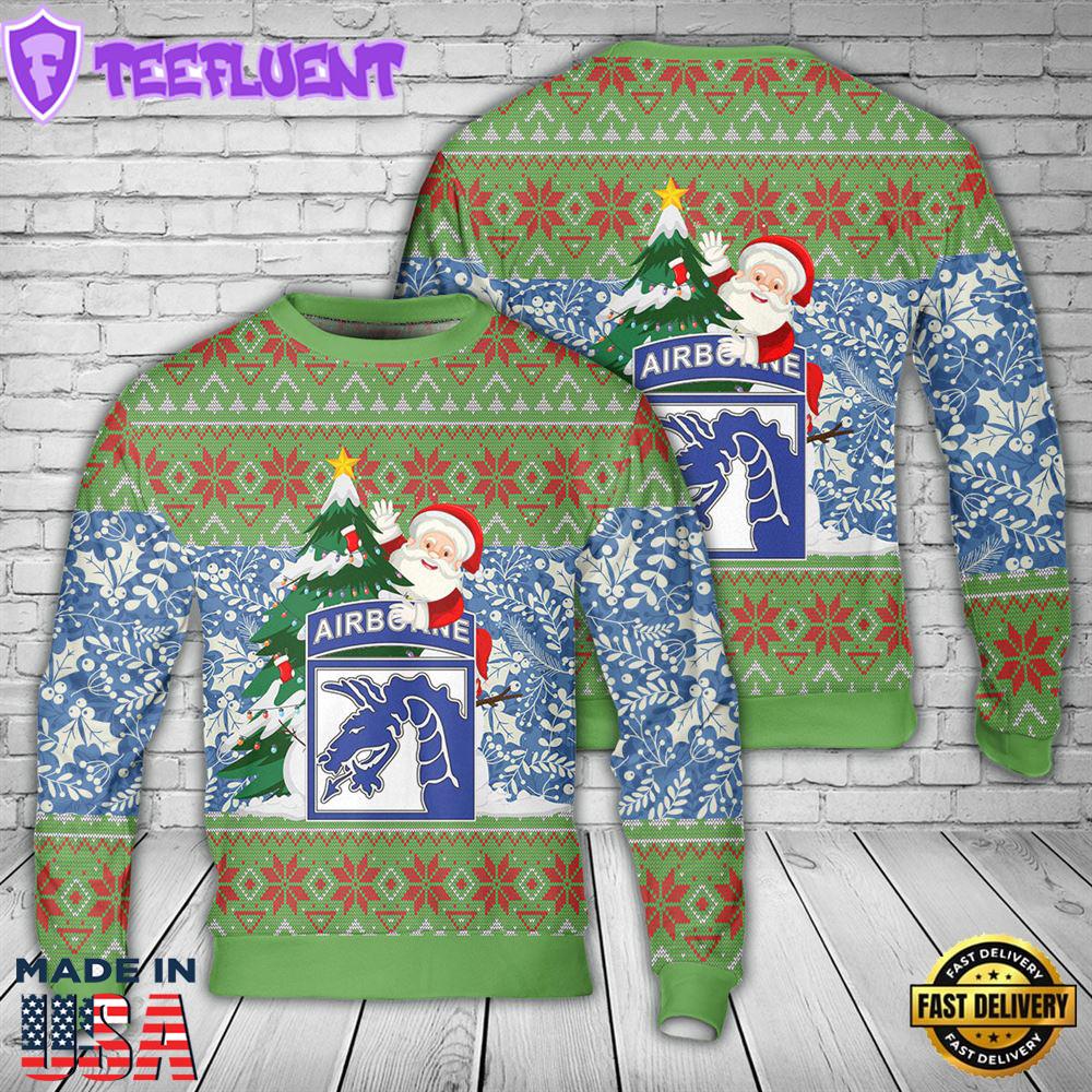 US Army 18th Airborne Corps Sky Dragons Christmas Sweater