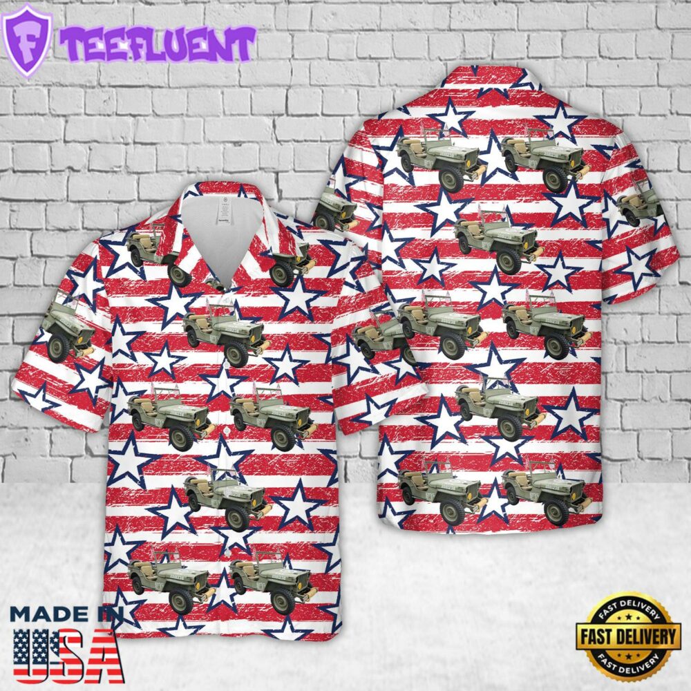 US Army 1942 Willys Military Jeep, 4th Of July Hawaiian Shirt